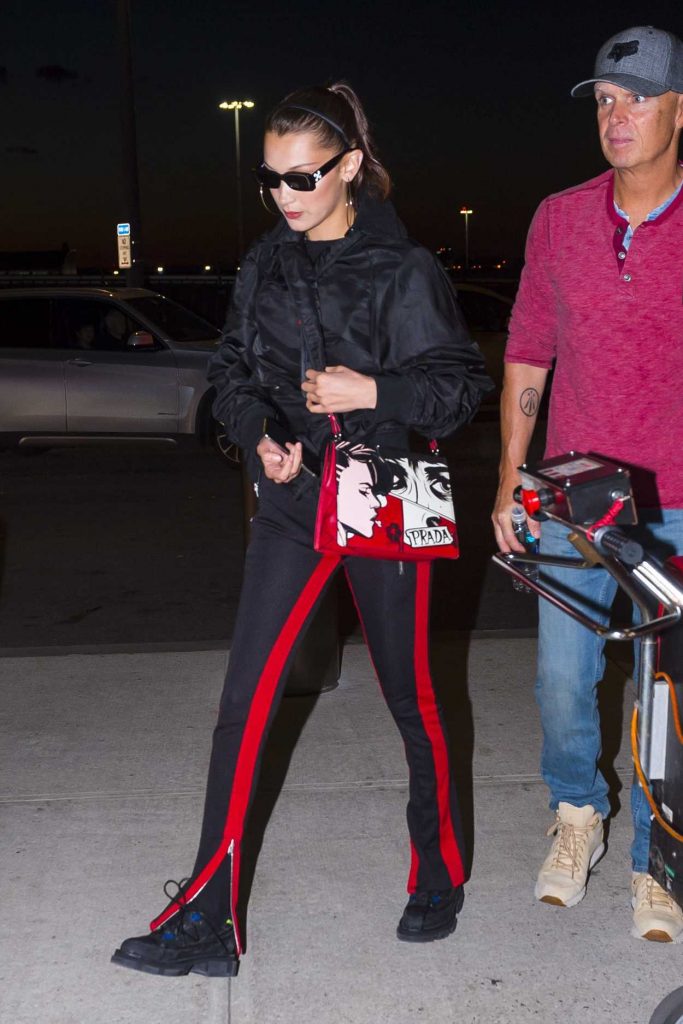 Bella Hadid Wears a Prada Handbag at JFK Airport in New York 06/14/2018-4