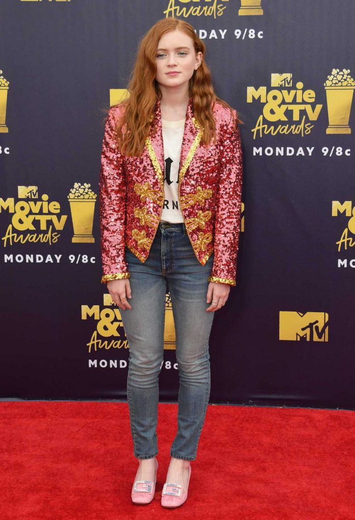 Sadie Sink Attends the 2018 MTV Movie and TV Awards in Santa Monica 06/16/2018-1