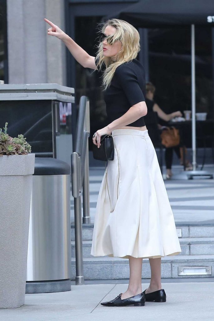 Amber Heard in a Long White Skirt