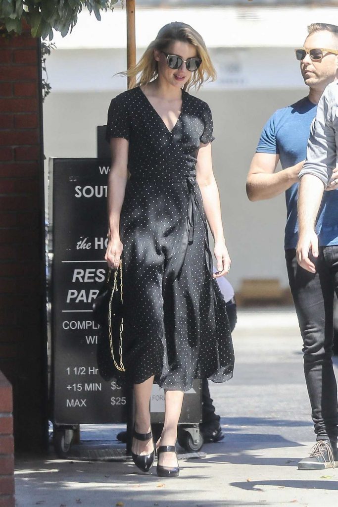 Amber Heard in a Polka Dot Dress