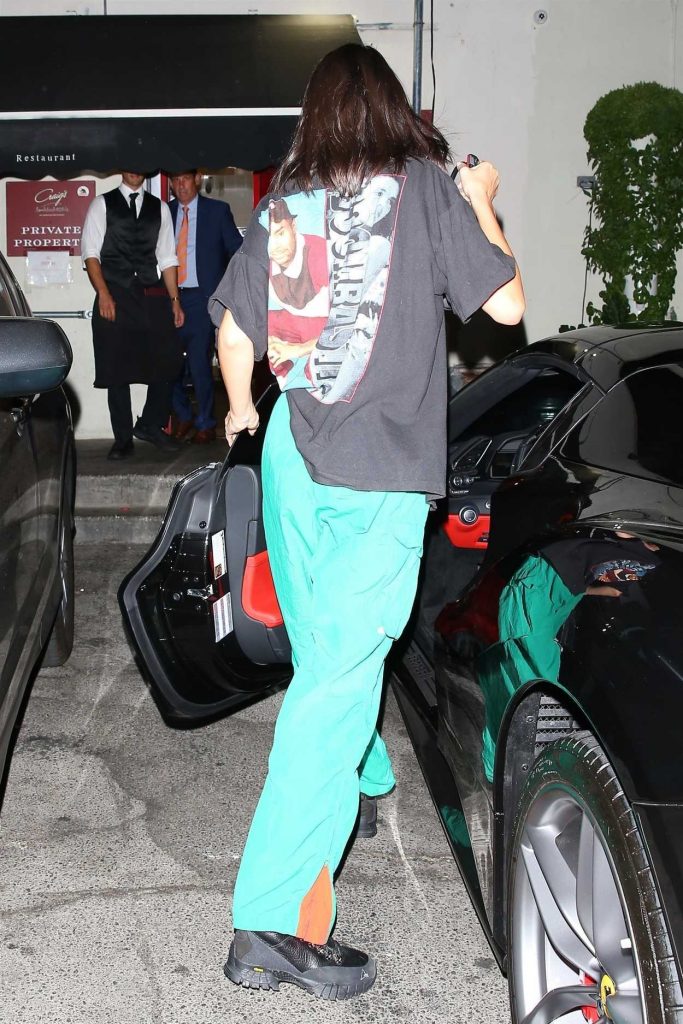 Kendall Jenner in a Green Track Pants