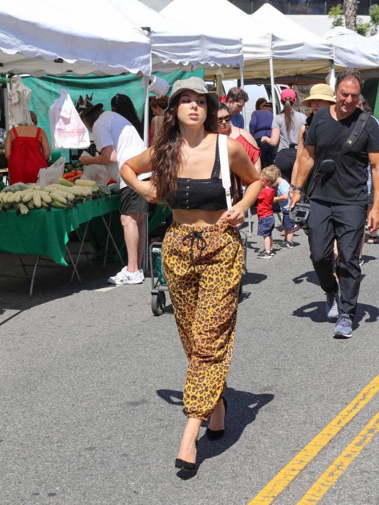 Kira Kosarin Wears a Leopard Print Pants at the Farmers Market in Studio City 07/15/2018-2