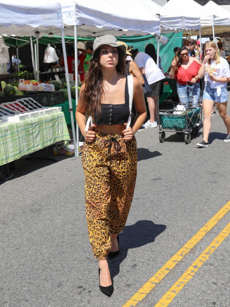 Kira Kosarin Wears a Leopard Print Pants at the Farmers Market in Studio City 07/15/2018-4