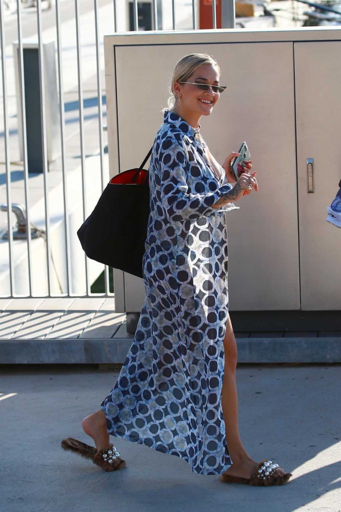 Rita Ora Wears a Blue Spotted Bikini in Barcelona 07/19/2018-5