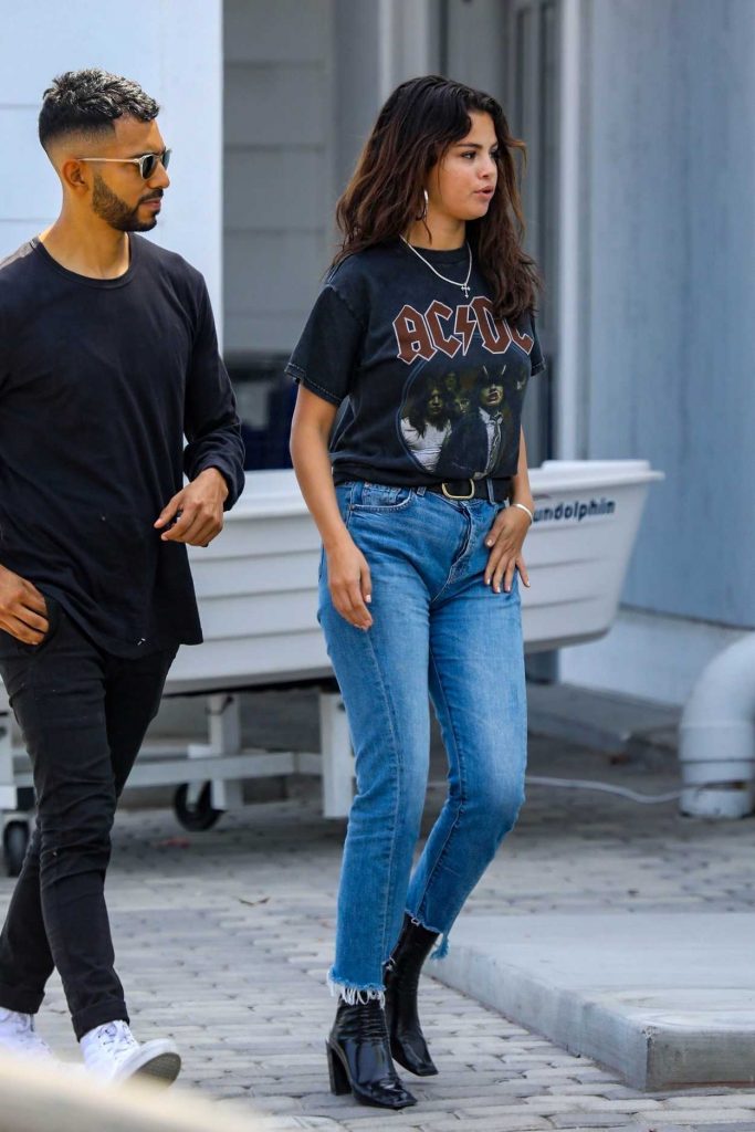 Selena Gomez in a Black AC/DC T-Shirt