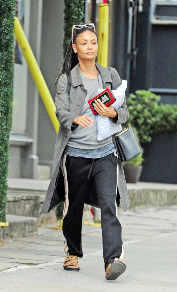 Thandie Newton Wears a Grey Coat Out in Notting Hill 07/17/2018-2