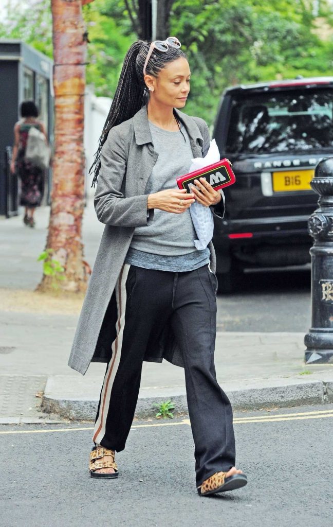 Thandie Newton Wears a Grey Coat Out in Notting Hill 07/17/2018-4