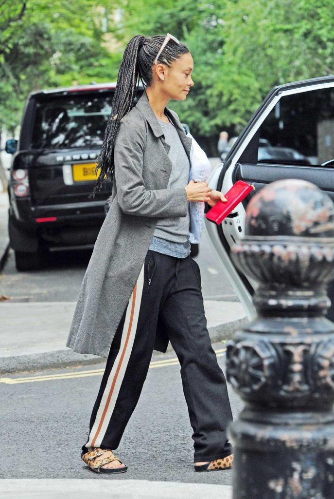 Thandie Newton Wears a Grey Coat Out in Notting Hill 07/17/2018-5