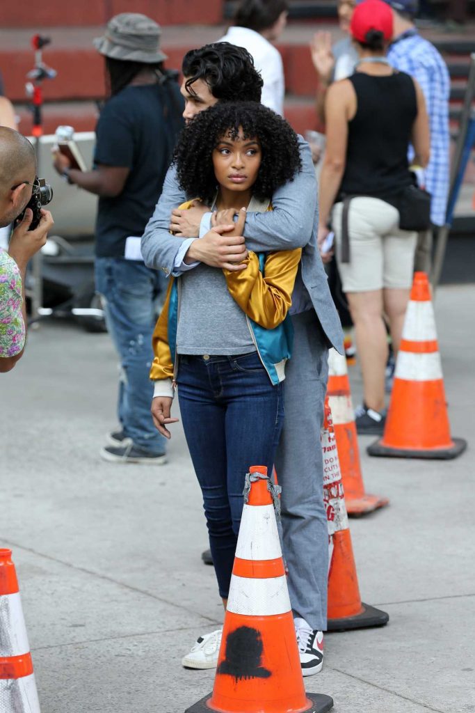 Yara Shahidi on the Set of a Love Scene with Charles Melton for The Sun is Also A Star in Chinatown, NYC 07/16/2018-2