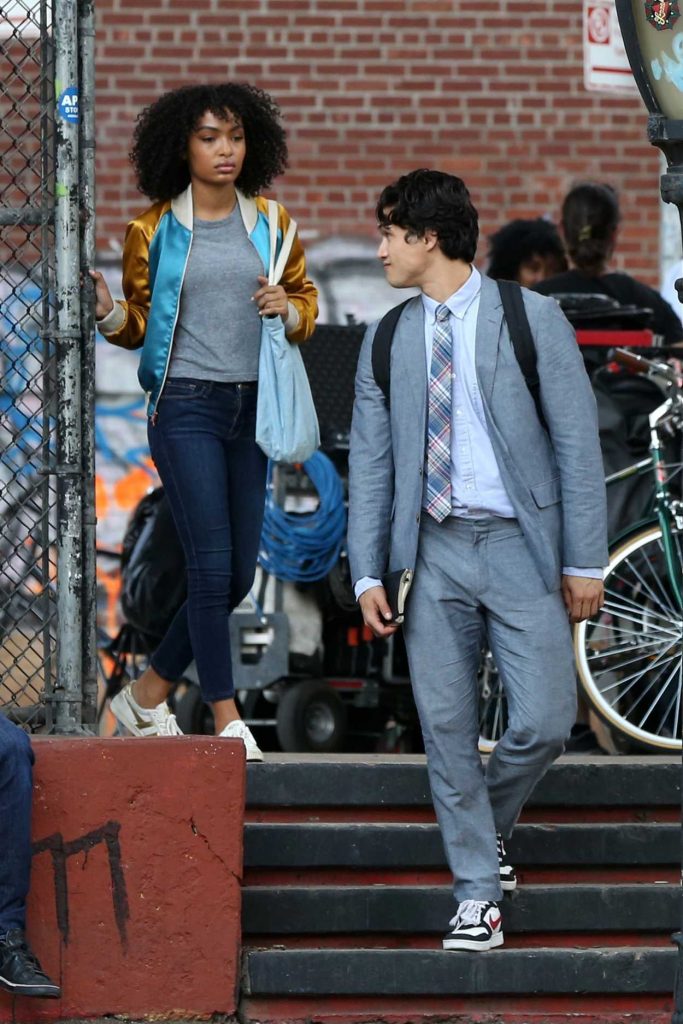 Yara Shahidi on the Set of a Love Scene with Charles Melton for The Sun is Also A Star in Chinatown, NYC 07/16/2018-3