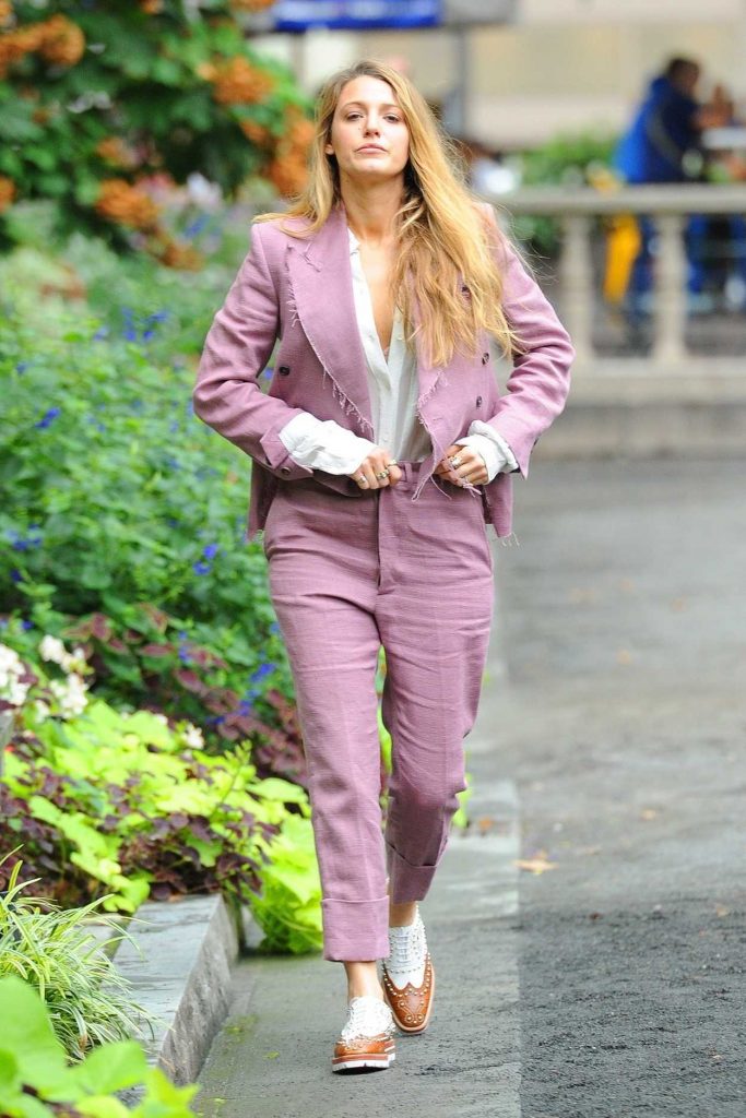 Blake Lively in a Violet Suit