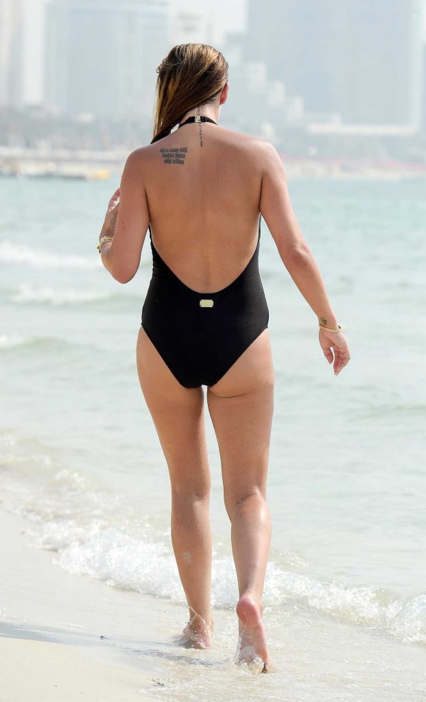 Danielle Lloyd in a Black Swimsuit
