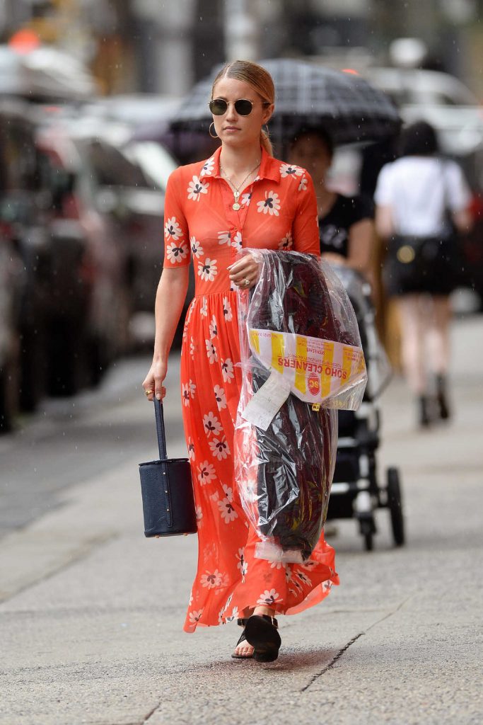 Dianna Agron in a Red Floral Dress