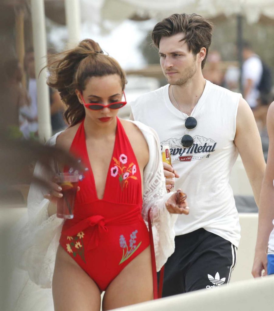 Jade Thirlwall in a Red Swimsuit