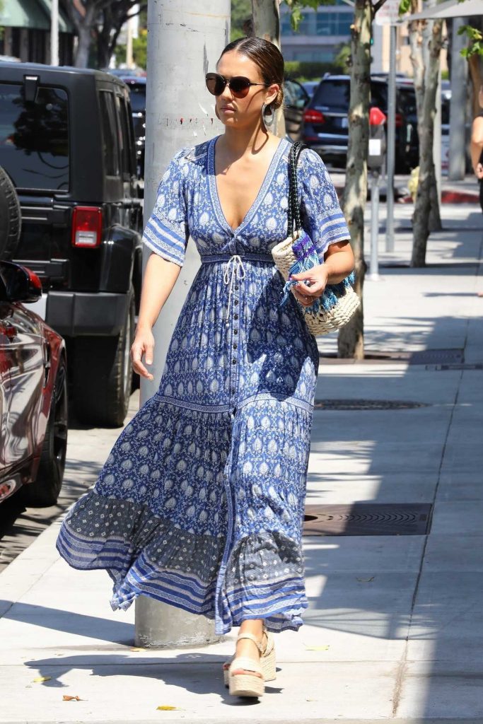 Jessica Alba in a Long Floral Dress
