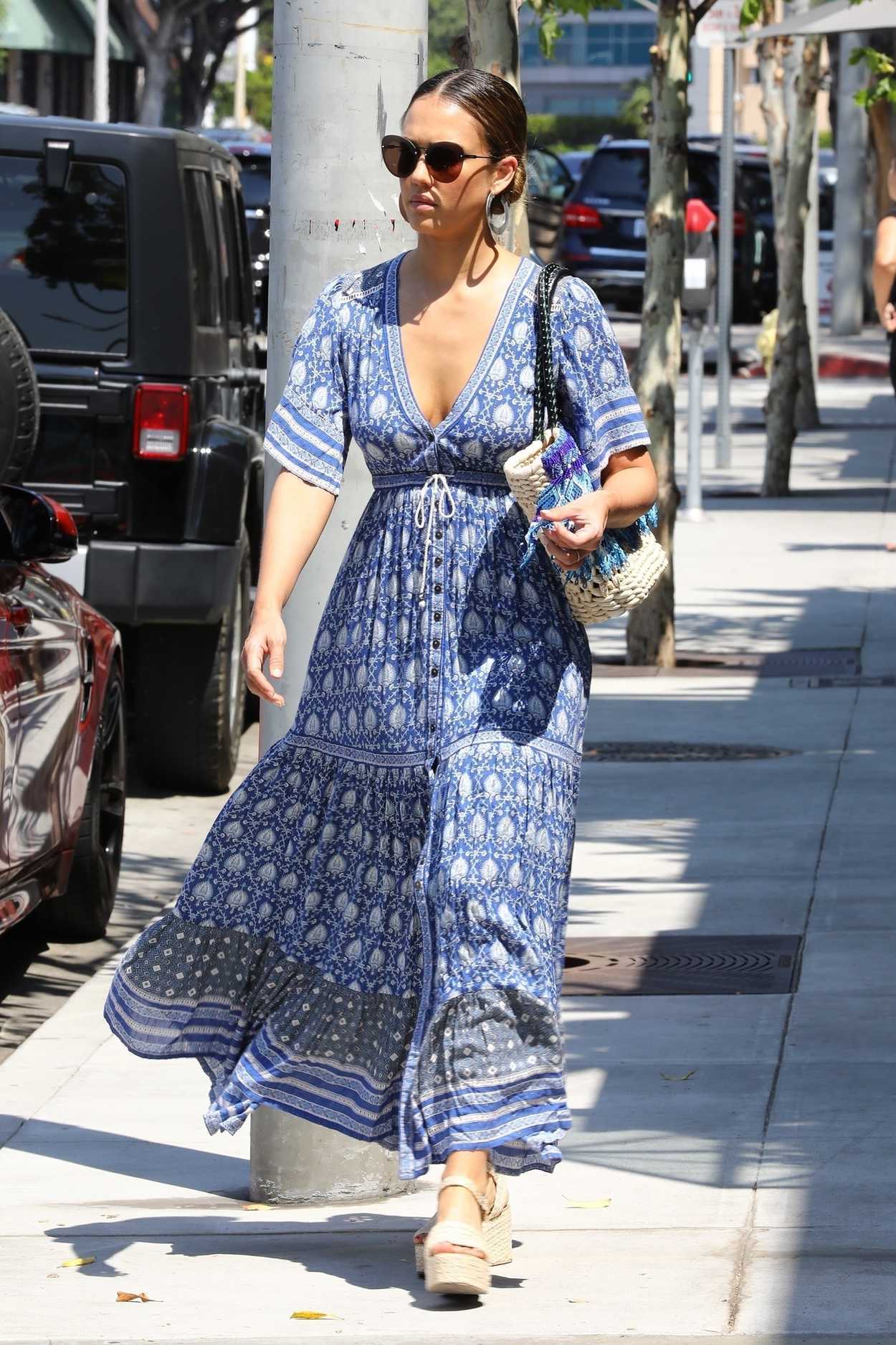 Jessica Alba in a Long Floral Dress Goes Shopping in West Hollywood 08 ...