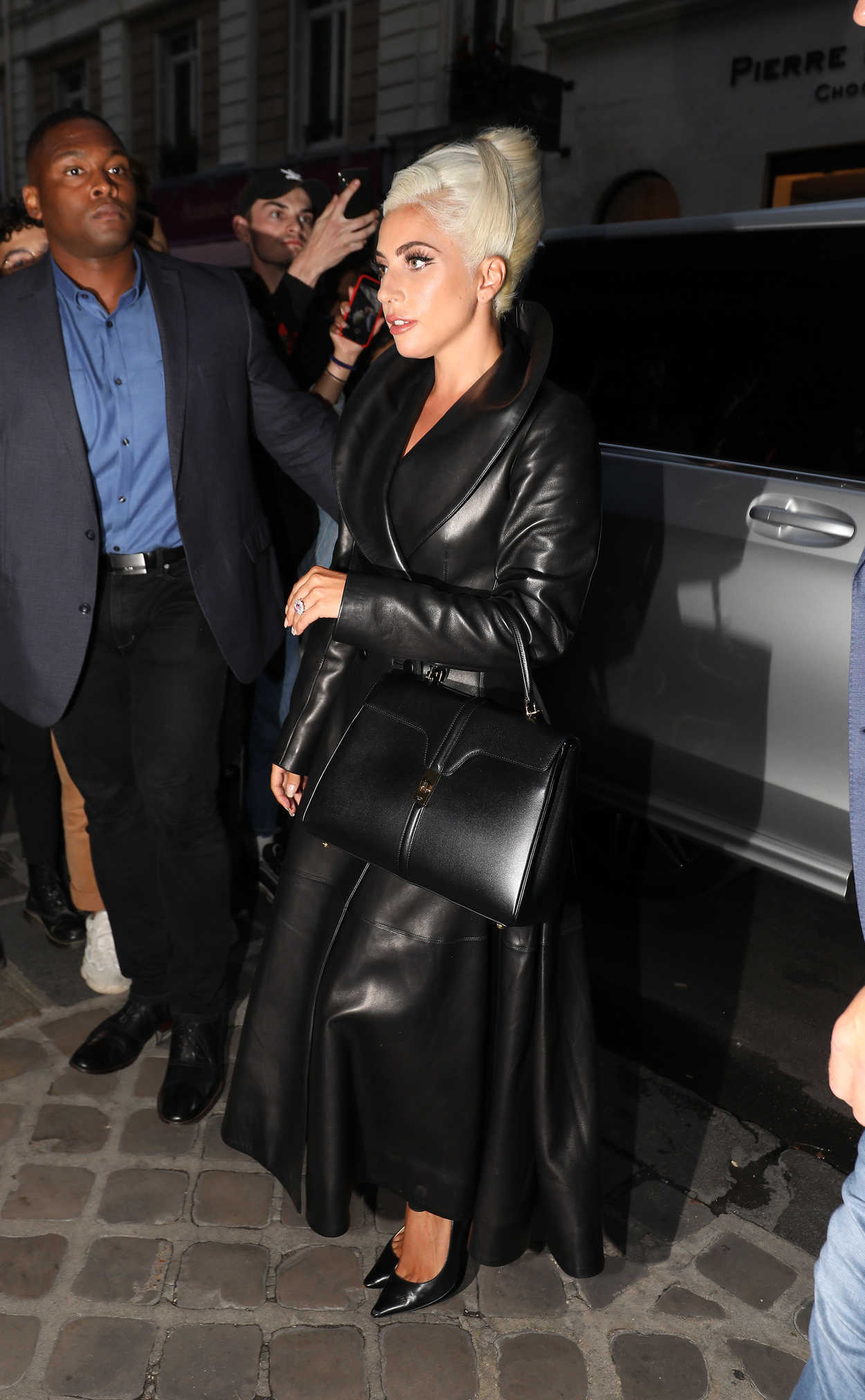 Lady Gaga in a Black Trench Coat Visits The Louvre Gallery in Paris 08 ...