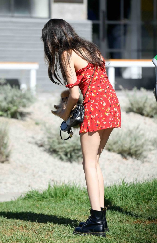 Madison Beer in a Short Floral Dress
