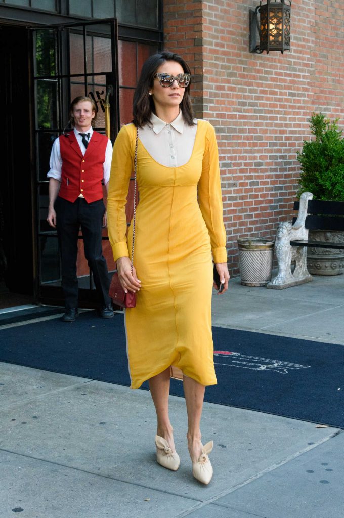 Nina Dobrev in a Yellow Dress