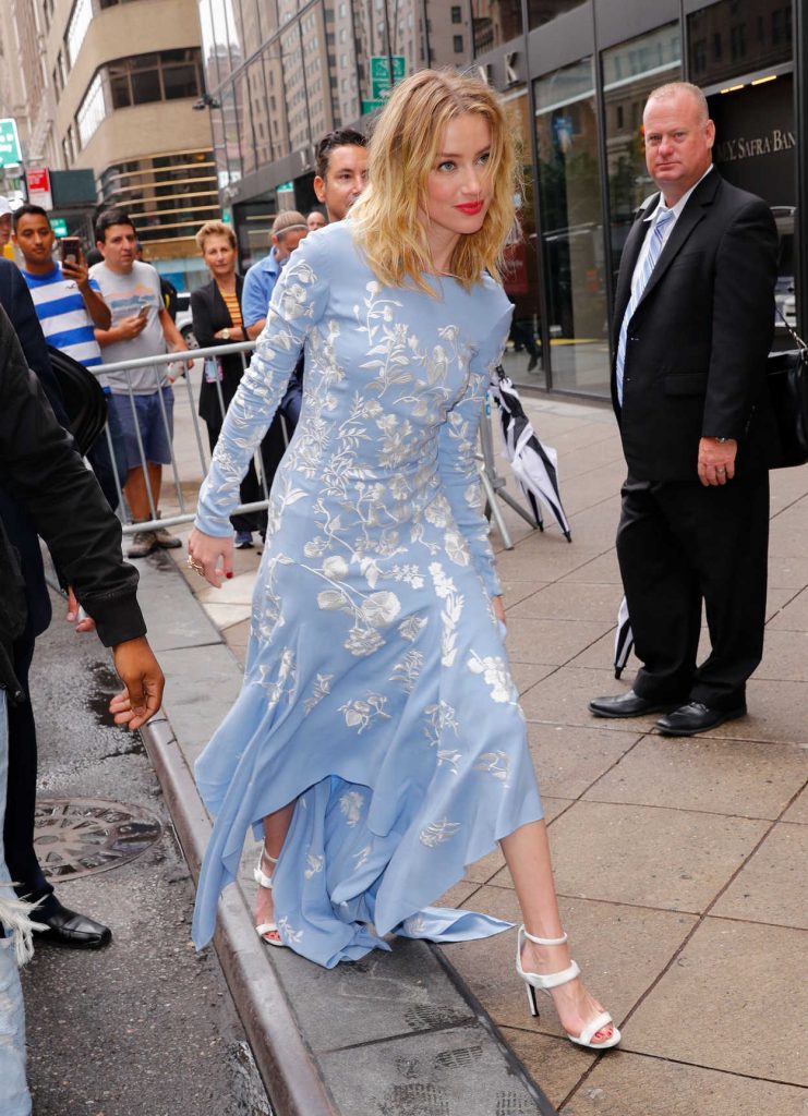 Amber Heard in a Baby Blue Dress