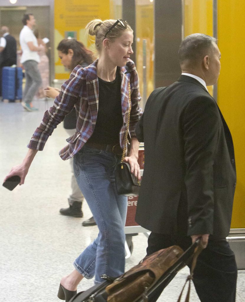 Amber Heard in a Plaid Jacket