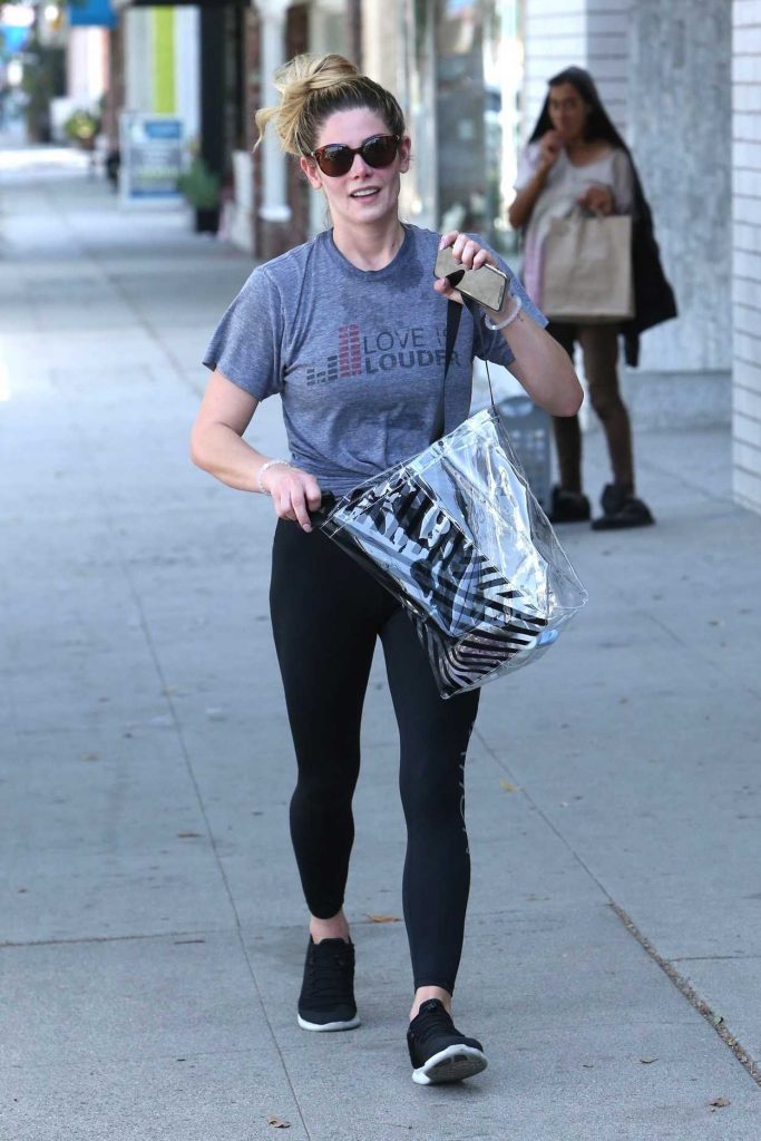 Ashley Greene in a Gray T-Shirt