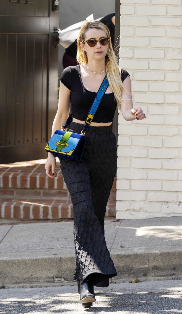 Emma Roberts in a Black Cropped Top