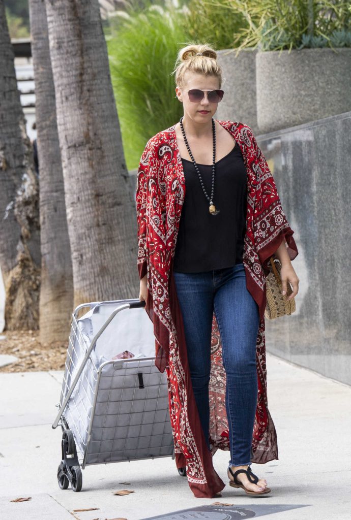 Jodie Sweetin in a Red Paisley Cardigan