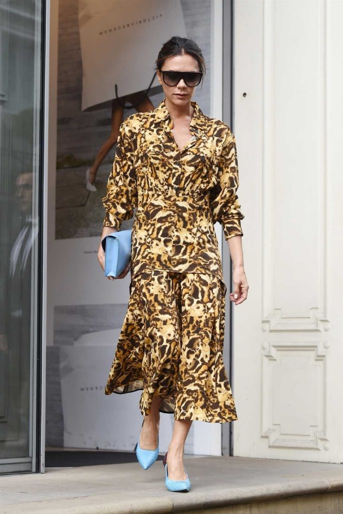 Victoria Beckham in an Animal Print Dress