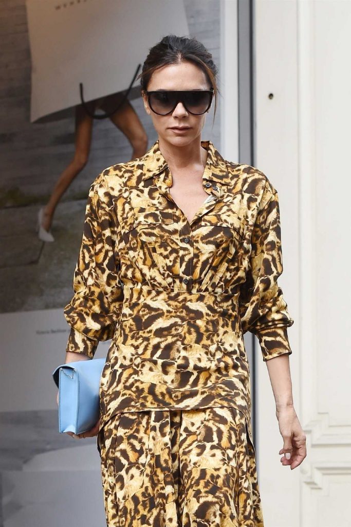 Victoria Beckham in an Animal Print Dress