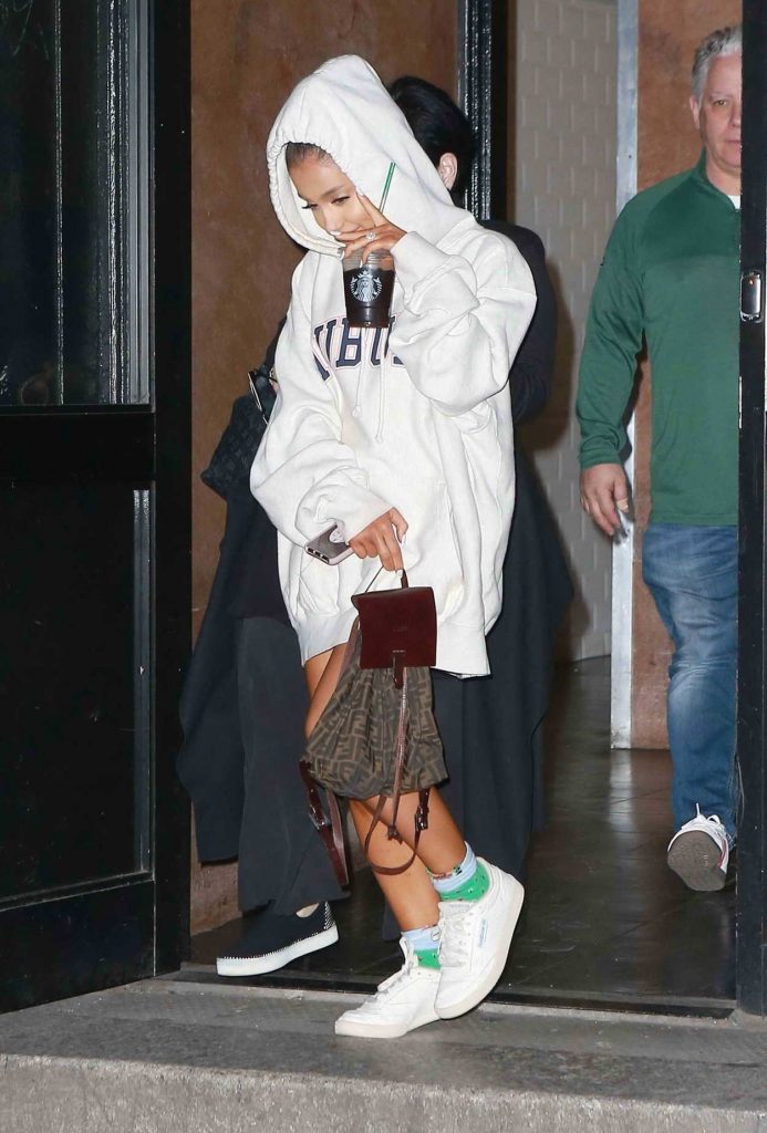 Ariana Grande in a White Hoody