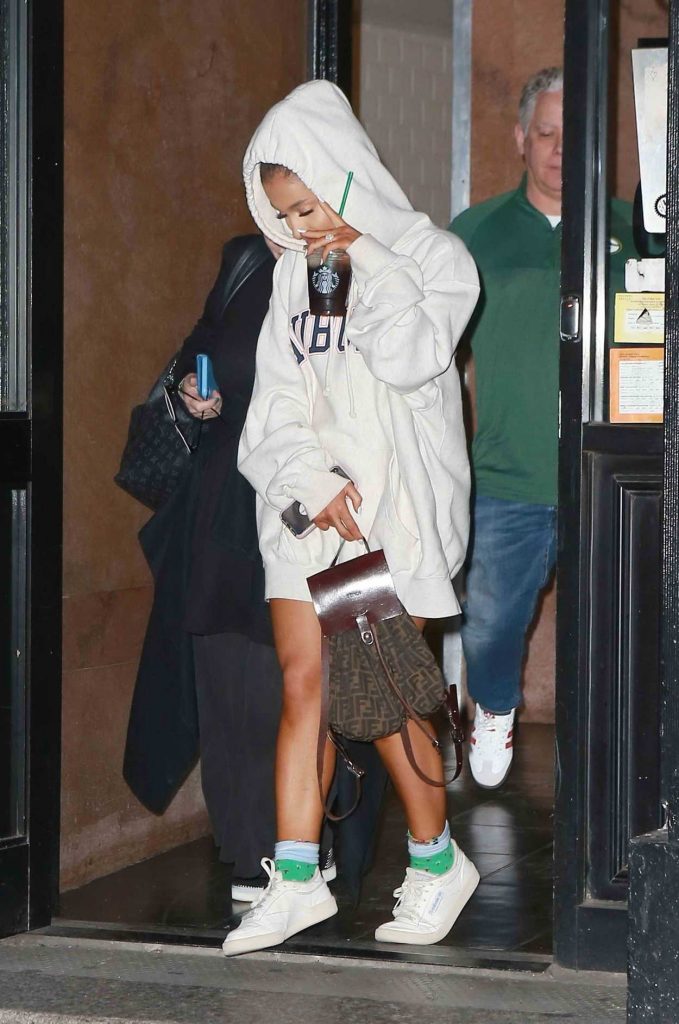 Ariana Grande in a White Hoody