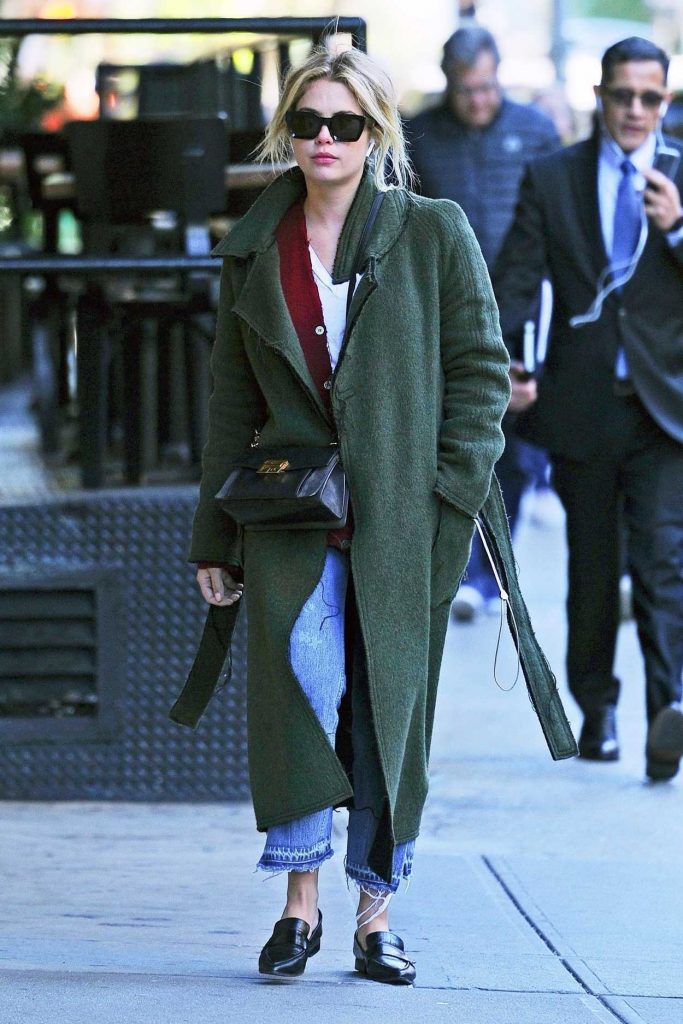 Ashley Benson in a Green Coat