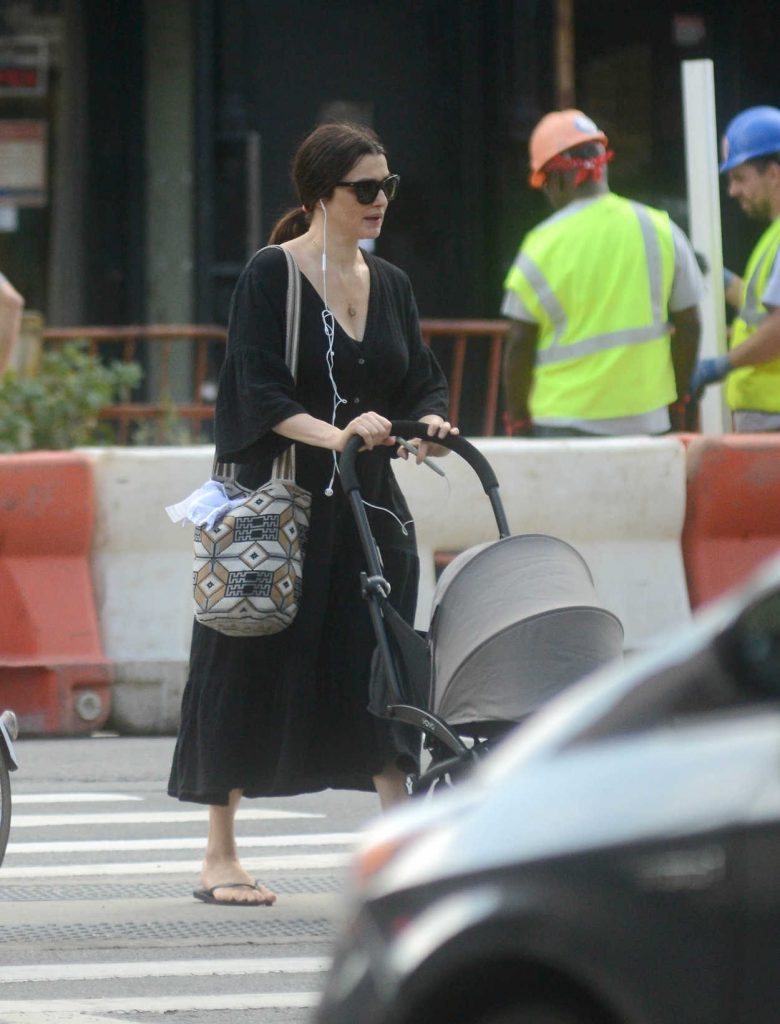 Rachel Weisz with a Baby Carriage