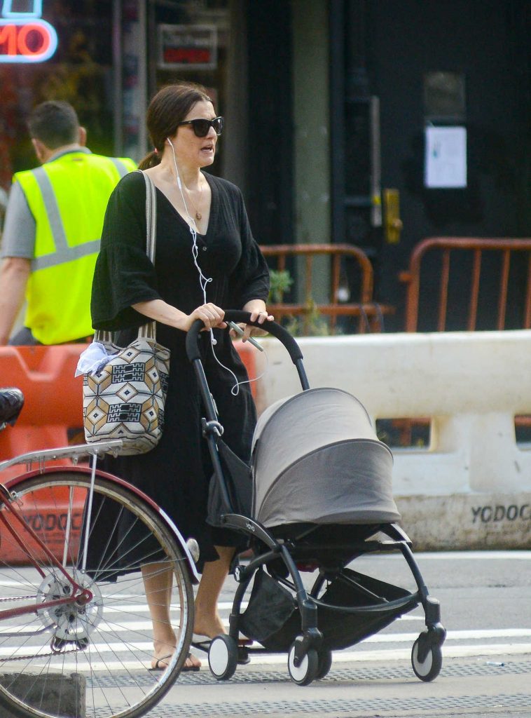 Rachel Weisz with a Baby Carriage