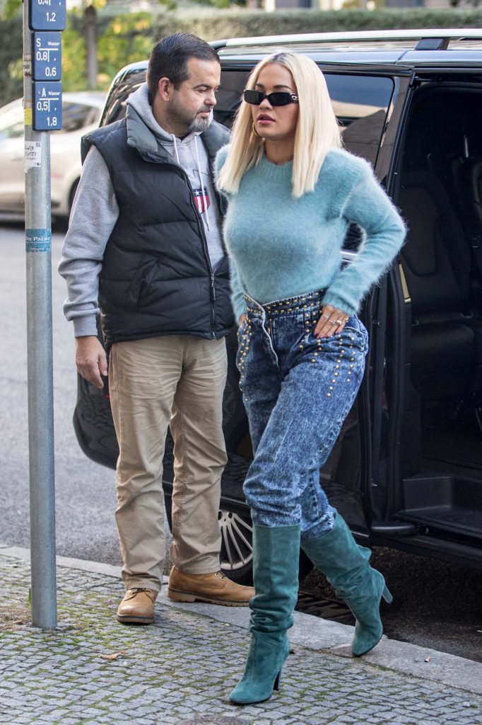 Rita Ora in a Blue Pullover