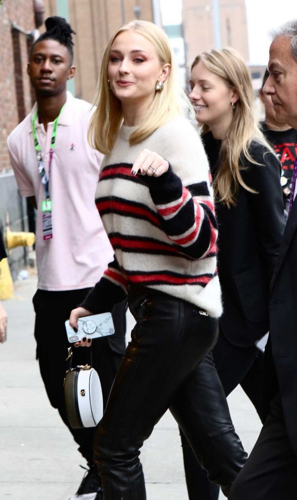 Sophie Turner in a Striped Pullover