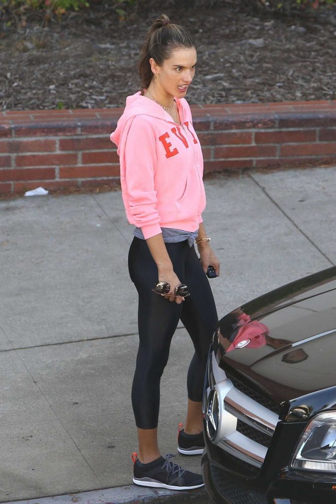 Alessandra Ambrosio in a Pink Hoody