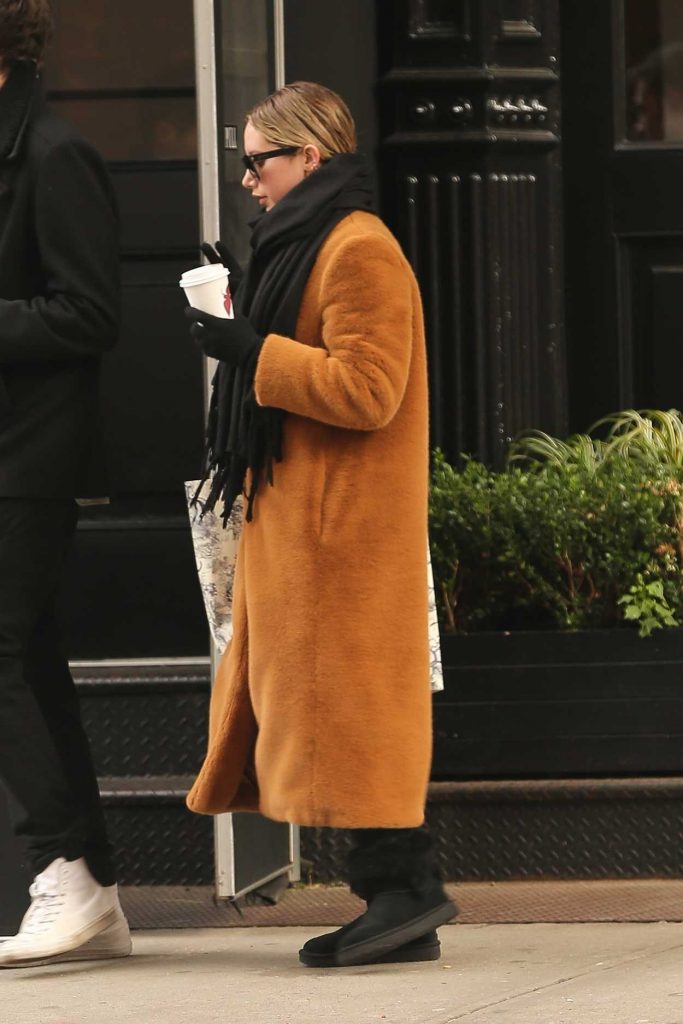 Ashley Tisdale in an Orange Fur Coat