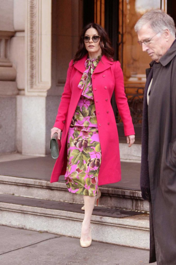 Catherine Zeta-Jones in a Pink Coat