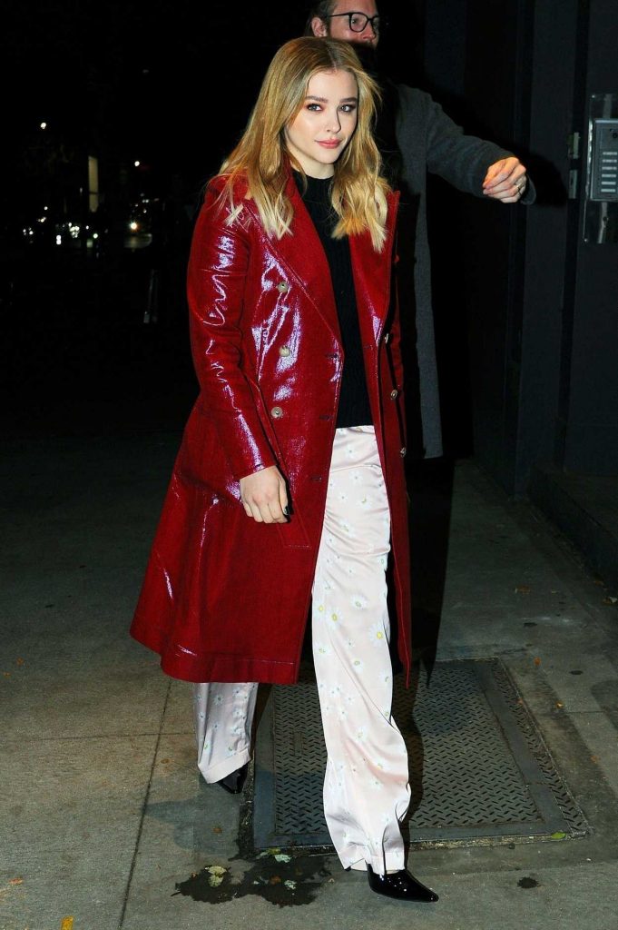Chloe Moretz in a Red Trench Coat