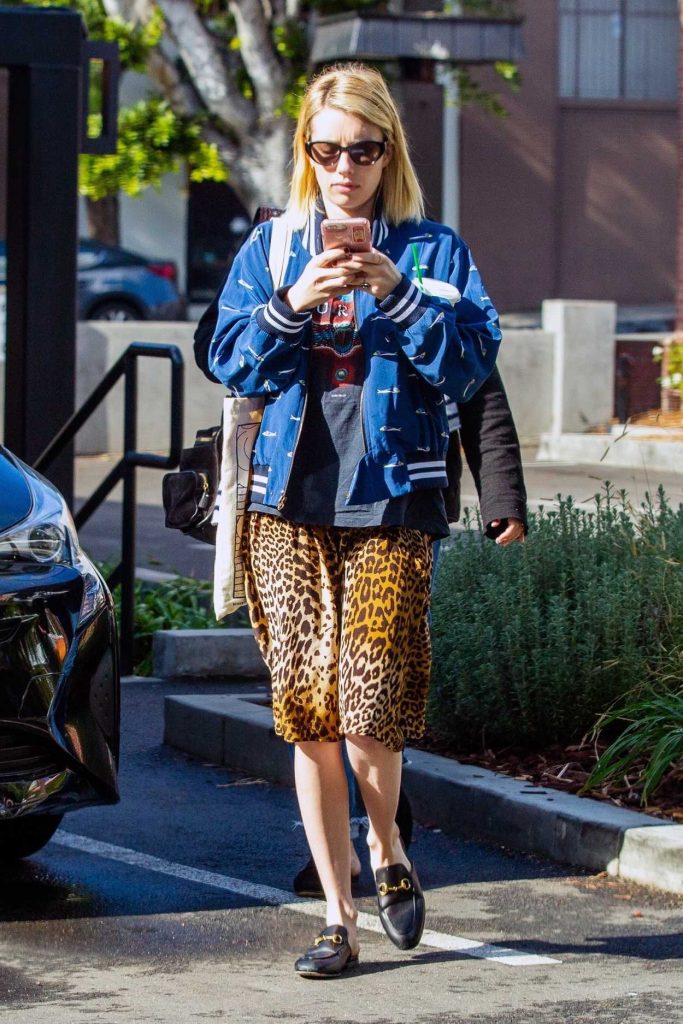 Emma Roberts in a Leopard Print Skirt