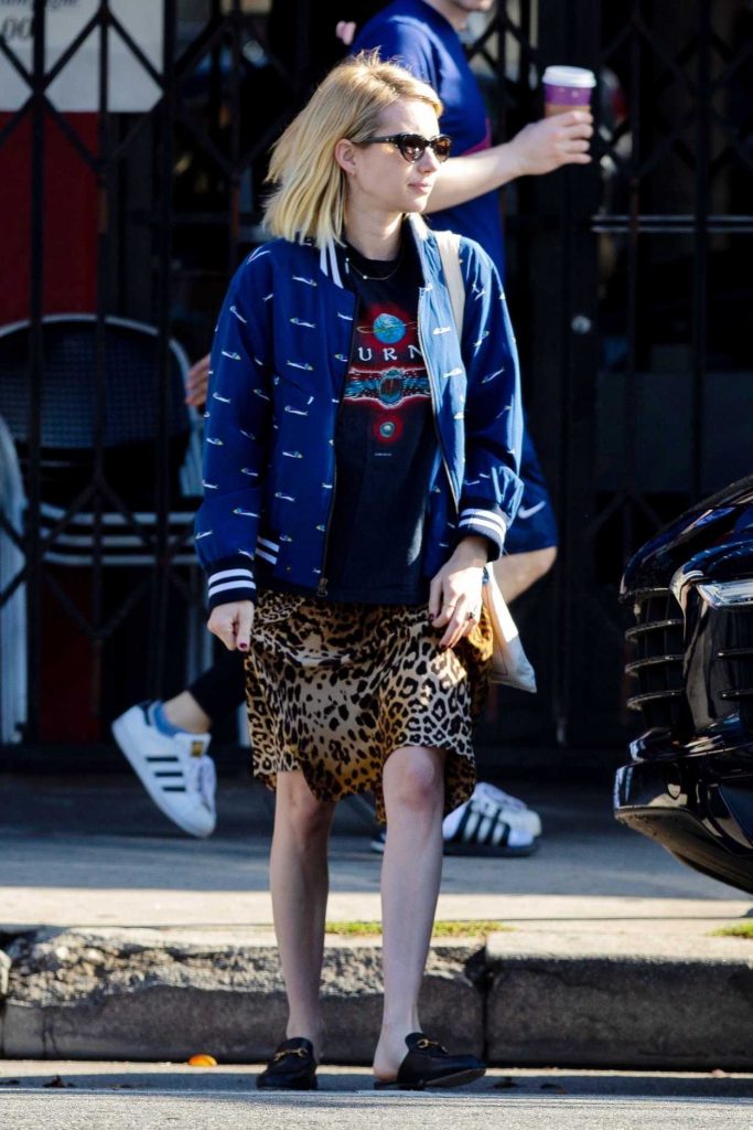 Emma Roberts in a Leopard Print Skirt