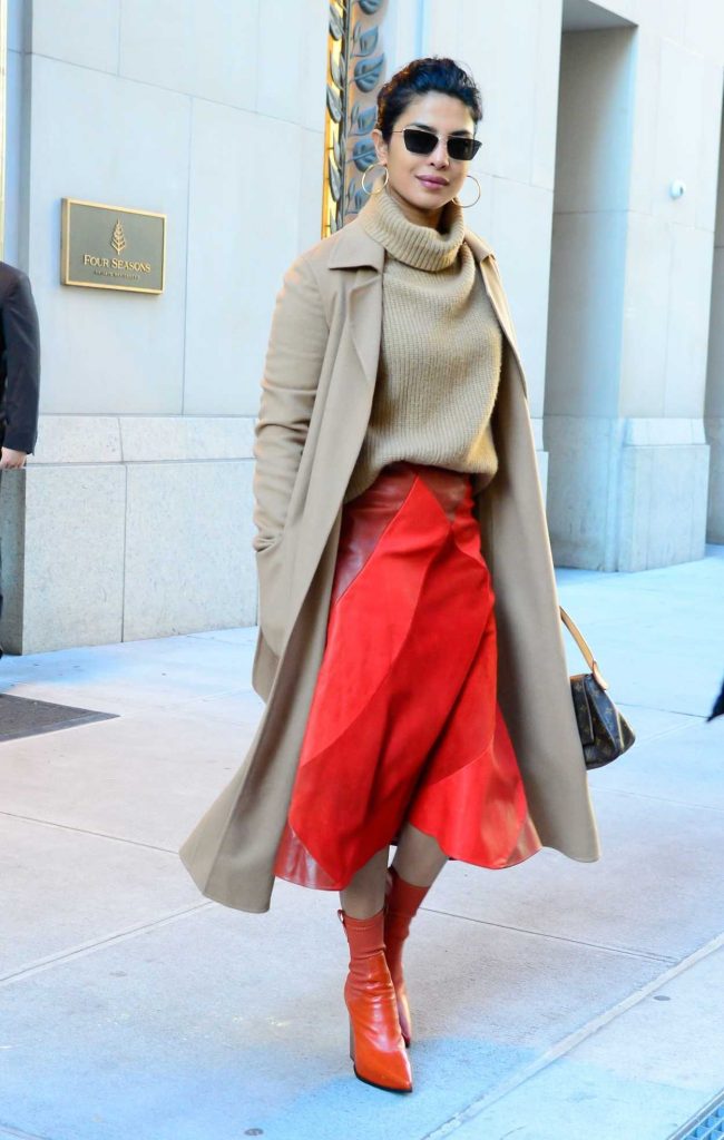 Priyanka Chopra in a Red Skirt