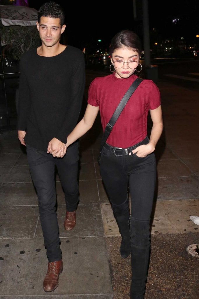 Sarah Hyland in a Red T-Shirt