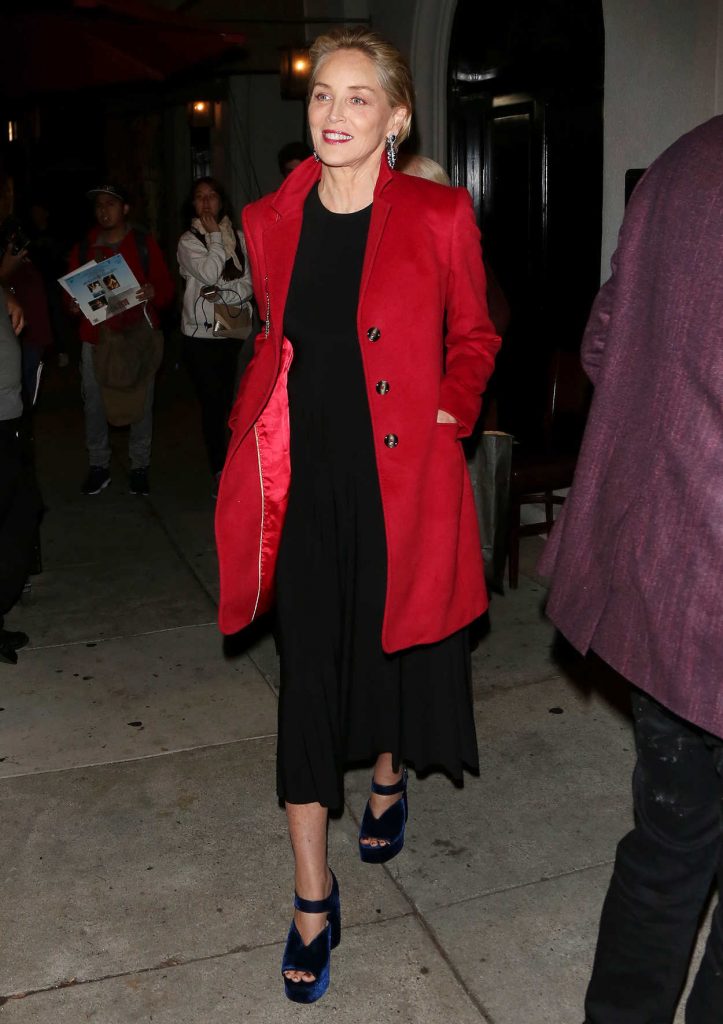 Sharon Stone in a Long Red Blazer