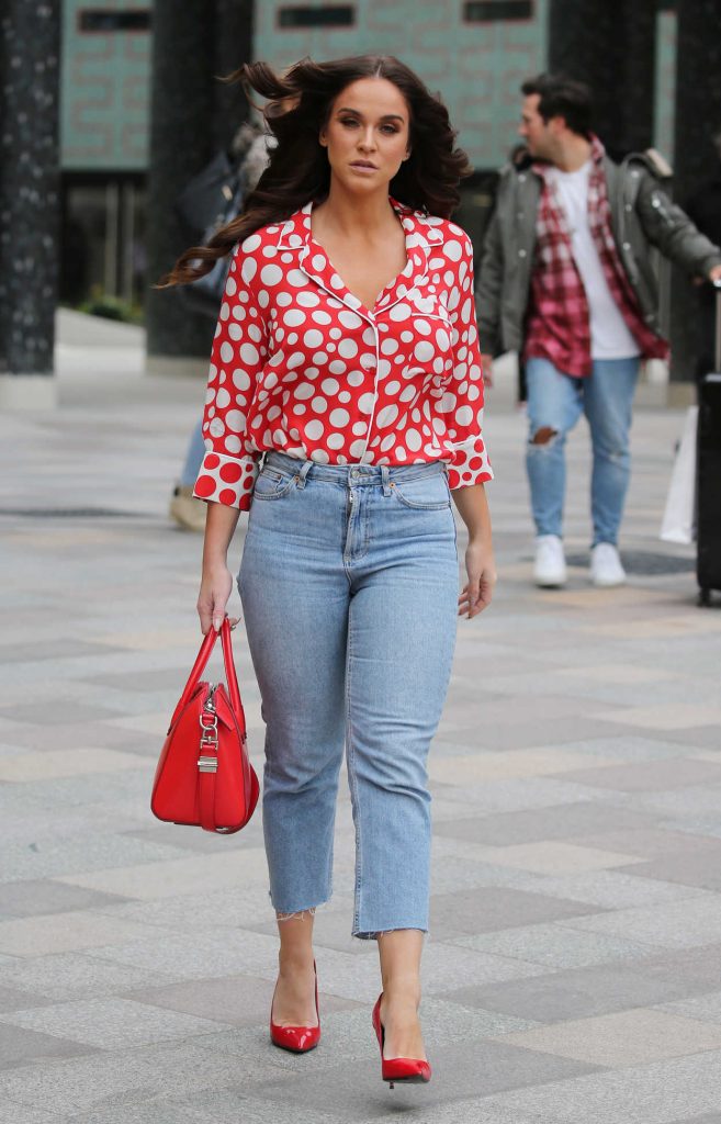 Vicky Pattison in a Red Polka Dot Blouse