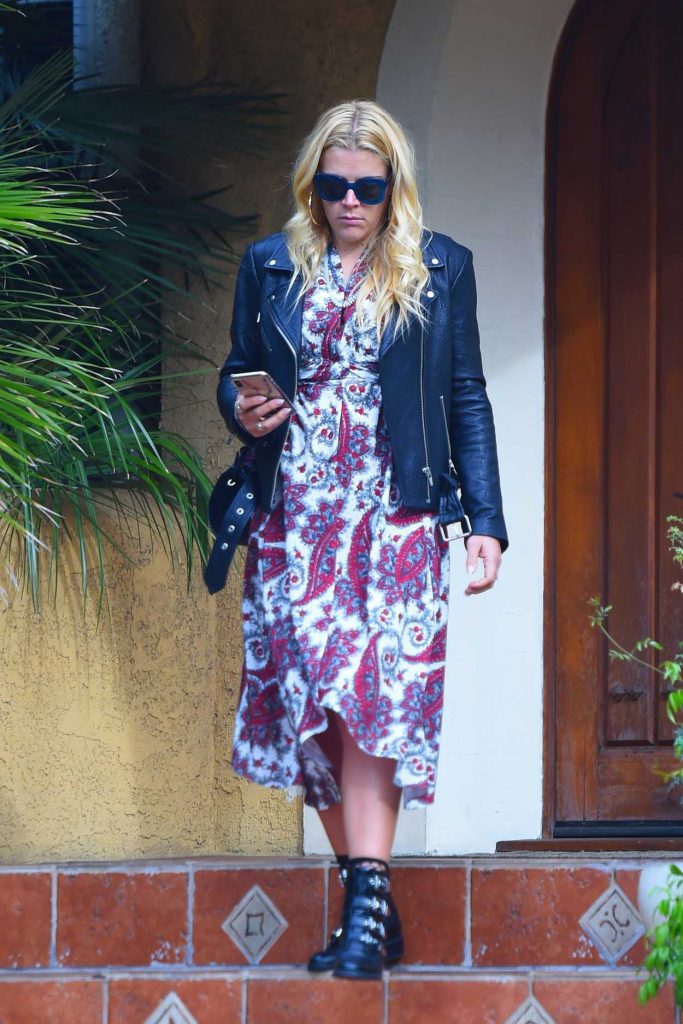 Busy Philipps in a Paisley Print Dress