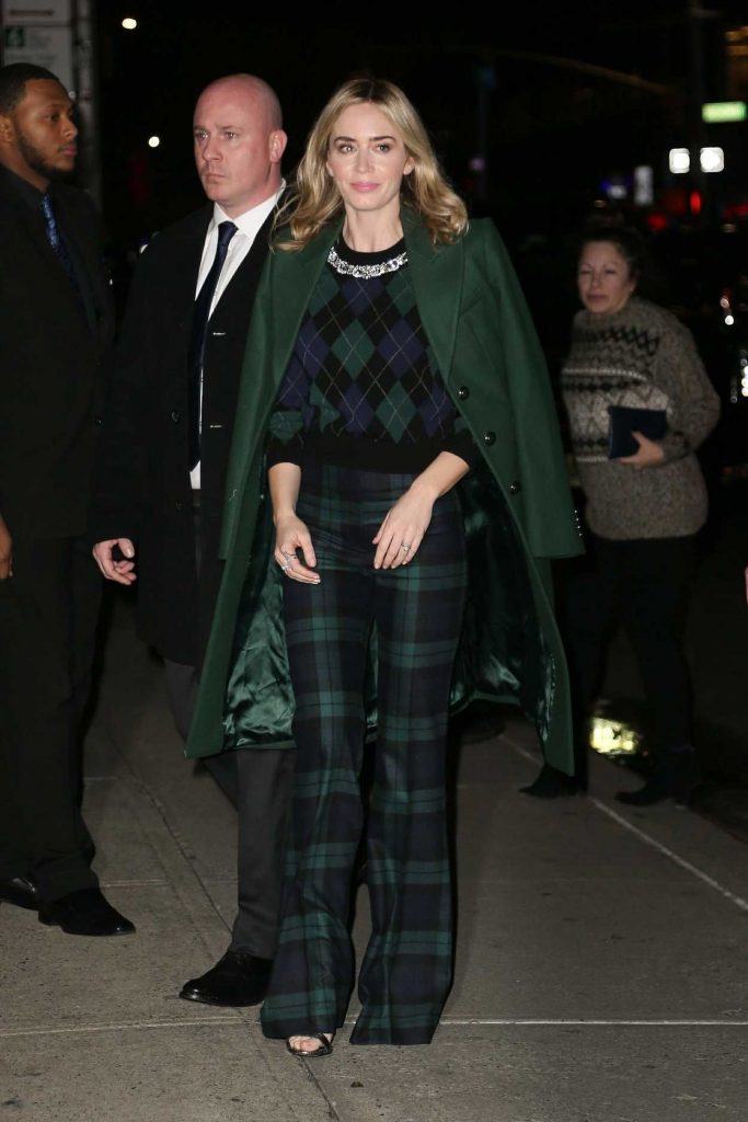 Emily Blunt in a Green Coat