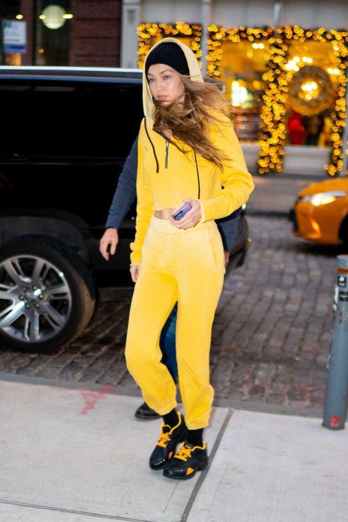 Gigi Hadid in a Yellow Jogging Suit